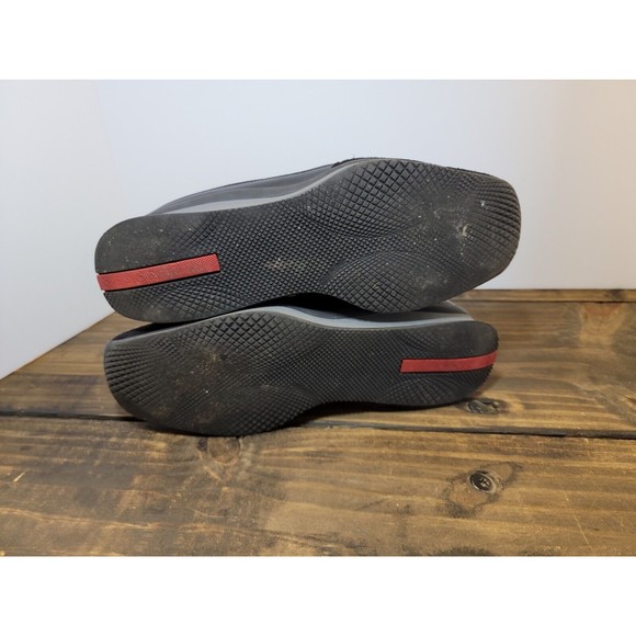 Prada Women Black Suede Red Mesh Sneakers Size 7 (37) Trainers Tennis Shoes - Picture 10 of 11